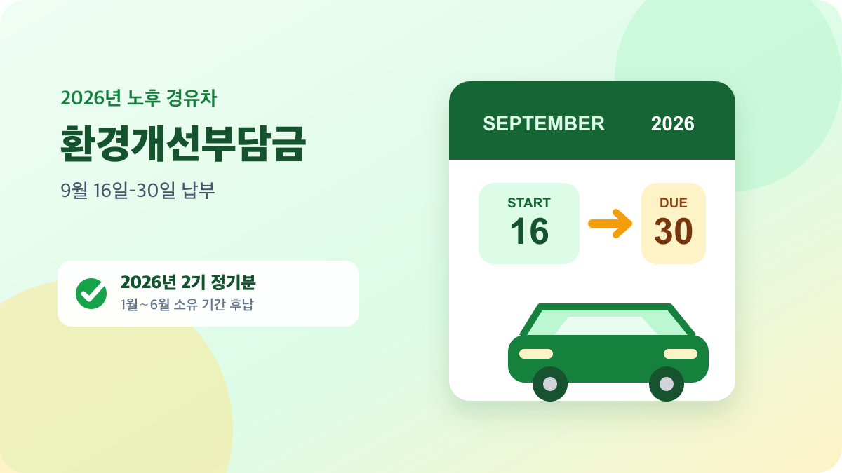 2026년 환경개선부담금 9월 16일～30일 납부 기간과 노후 경유차 대상 안내