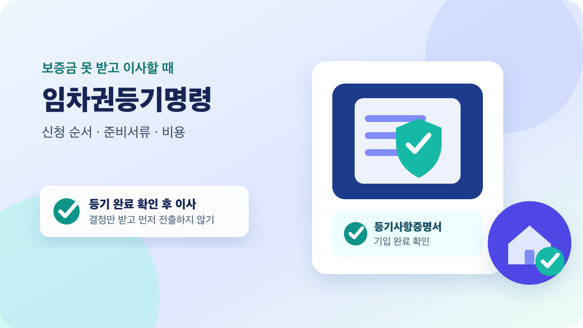 임차권등기명령 신청 순서와 등기 완료 확인 후 이사를 안내하는 이미지