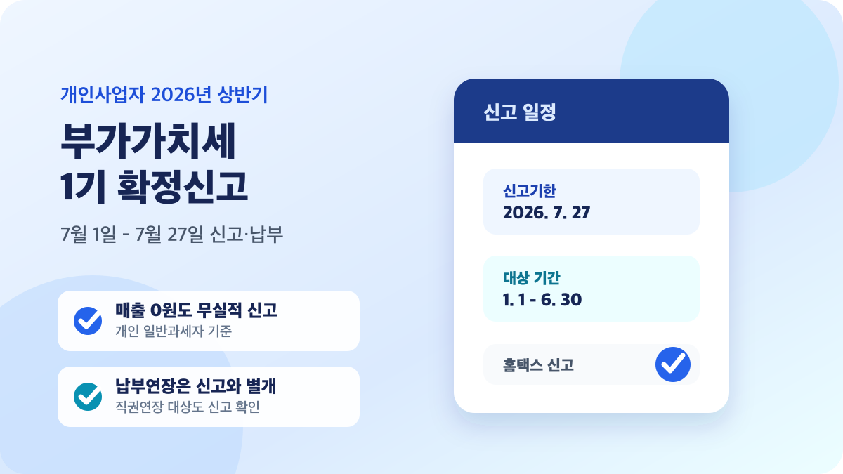 2026년 1기 부가가치세 확정신고 기한과 신고 대상을 정리한 안내 이미지